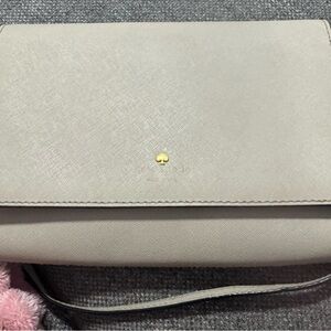 Kate Spade Light Gray Clutch with Gold Accent